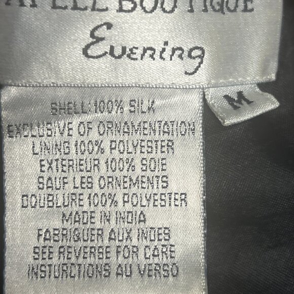 Papell Boutique Evening Black Beaded Silk Jacket Women’s Medium - Picture 4 of 4